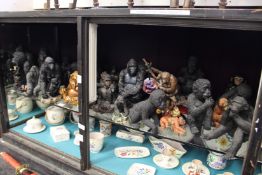 A collection of gorilla and monkey ornaments.