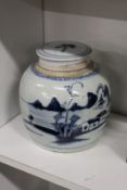 A Chinese blue and white jar and cover.