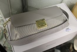 L. K. Bennett, a grey leather handbag with original box and dust cover.