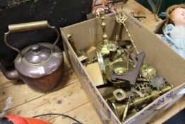 A quantity of brass and copper ware.