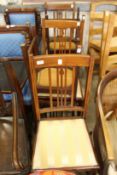 Five Edwardian mahogany dining chairs.