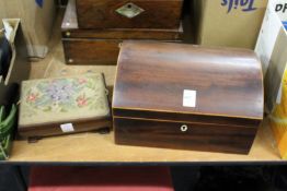 A 19th century mahogany dome top box together with a sewing box.
