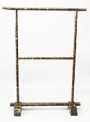 A JAPANESE MEIJI PERIOD GILT DECORATED LACQUER KIMONI STAND, 123cm wide, 163cm high.