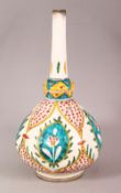 A TURKISH KUTAHYA ROSE WATER SPRINKLER - decorated with floral motif decorations, 20cm
