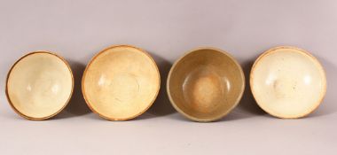 A MIXED LOT OF 5 EARLY CHINESE POTTERY BOWLS - Varying glaze types & sizes -largest from 16cm