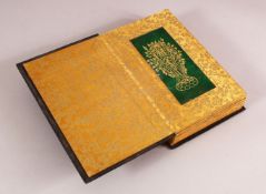 A CHINESE BOOK OF JADE GILT CARVINGS, the pages opening to reveal carved and gilded panels,