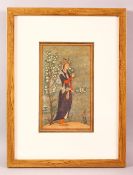 A FINE 16TH CENTURY PERSIAN SIGNED MINIATURE PAINTING - SIGNED MO'EN MOSAVVER - the painting