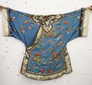 A FINE 19TH CENTURY CHINESE EMBROIDERED SILK COURT ROBE - the gown lined red interior -