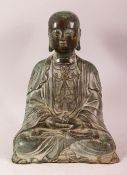 A CHINESE SEATED BRONZE FIGURE OF BUDDHA, 25CM HIGH