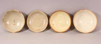 A MIXED LOT OF 4 EARLY CHINESE POTTERY BOWLS - Varying glaze types & sizes -largest from 15cm