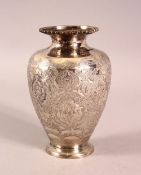 A 19TH CENTURY SMALL PERSIAN ENGRAVED VASE - the body of the vase with carved floral motif