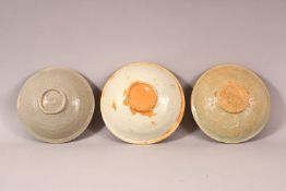 A MIXED LOT OF 3 EARLY CHINESE POTTERY BOWLS - Varying glaze types & sizes -largest from 15cm