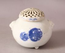 A JAPANESE MEIJI PERIOD HIRADO PORCELAIN BLUE & WHITE KORO & COVER - the body of the koro