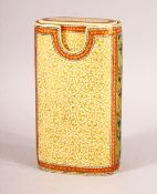 A PERSIAN LACQUER CIGAR CASE - with gilt motif borders & loran bands to the sides, 13cm x 7cm