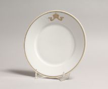 A PLATE FROM A DINNER SERVICE belonging to the Governor of German East Africa, captured on Sept.