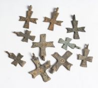 TEN SMALL ROMAN IRON CROSSES 1.25ins