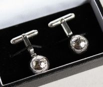 A PAIR OF SILVER FOOTBALL CUFF LINKS