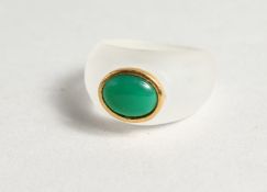 A CRYSTAL AND JADE RING