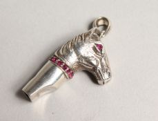 A NOVELTY SILVER HORSES HEAD WHISTLE
