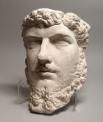 A RUSSIAN LARGE PLASTER HEAD OF A MAN 14ins long