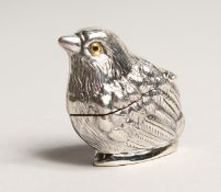 A NOVELTY SILVER BIRD BOX