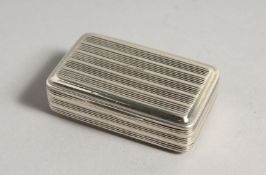 A GEORGE III LOSE RIBBED SILVER SNUFF BOX 2.5ins long London 1816, maker JOHN SHOW
