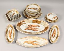 A RUSSIAN PORCELAIN SERVICE decorated with shell fish, comprising a pair of plates, 9.5ins diameter,