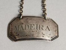 A GEORGE III SILVER WINE LABEL 'MADERIA' London 1786 maker I. R.