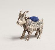 A NOVELTY CAST SILVER RAM PIN CUSHION