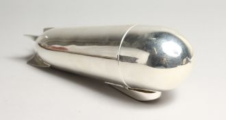 A SILVER PLATED ZEPPELIN COCKTAIL SHAKER. 9.5ins high.