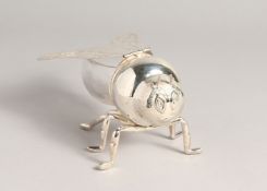 A SILVER PLATE HONEYBEE POT.