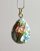 A SMALL RUSSIAN SILVER AND ENAMEL PENDANT