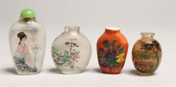 FOUR VARIOUS CHINESE SNUFF BOTTLES