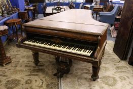 JOHN BROADWOOD & SONS, A good late 19th Centruy figured walnut Grand Piano, on turned and tapering