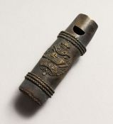 A FIRST WORLD WAR BRASS REPLICA TANK CORP. WHISTLE 2.5ins long.