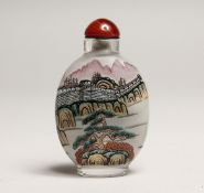 A CHINESE SCENT BOTTLE with The Great Wall of China 3.75ins