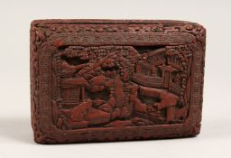A CINNABAR LACQUER BOX AND COVER 5.5ins