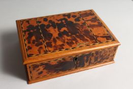 A TORTOISESHELL RECTANGULAR BOX AND COVER 8.5ins long.