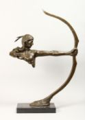 AN UNUSUAL BRONZE FIGURE DEPICTING THE TORSO OF A NATIVE AMERICAN INDIAN, his left arm and hand