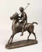 D. GEENTY, A CONTEMPORARY SHEET BRONZE AND COMPOSITE MODEL OF A MOUNTED POLO PLAYER 12.5ins long