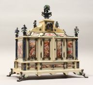 A SUPERB QUALITY 19TH CENTURY VIENNA IVORY AND ENAMEL TABLE CASKET, inset with twenty two superb