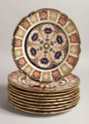 A SET OF TEN ROYAL CROWN DERBY JAPAN PATTERN PLATES, No. 8706 9ins diameter.