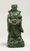 A CHINESE JADEITE STANDING FIGURE OF A SAGE 8ins high
