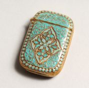 A TURKISH BRASS ENAMEL VESTA 1.75ins