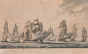 William Beechey After Thomas Whitcombe, A set of 4 hand-coloured aquatints of naval engagements