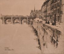 Eugene Bejot (1867-1931) French, Scene in Paris, etching, signed in pencil, 7