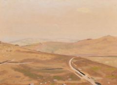 Robert Morson Hughes (1873-1953) British, Fields in an open landscape, oil on board, signed, 10