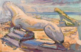 Phyllis Bray (1911-1991) British, Classical ruins with feline subjects, oil on canvas, 20