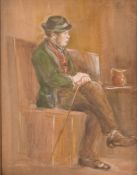 Attributed to Erskine Nicol (1825-1904) A scene of an elderly gentleman in a tavern, watercolour,