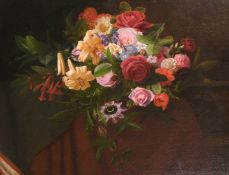 William Hammer (1821-1899) Danish, A still life study of mixed flowers, oil on canvas, signed, 20.5